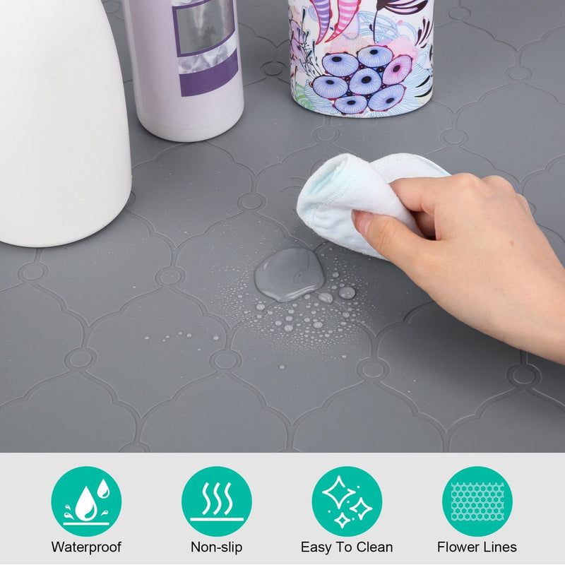 Kitchen Sink Protector Mat Silicone Sink Mat With Drain Hole Waterproof Under  Sink Tray Large Size Non-slip 