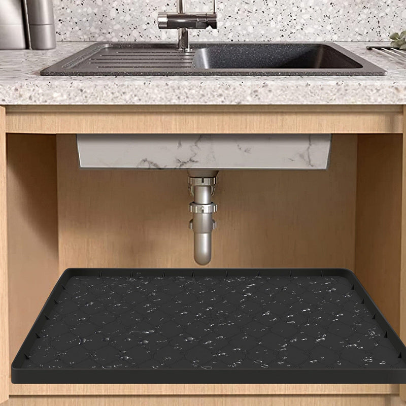 Under Sink Mat with Drainage Hole, 34 x 22in Waterproof Silicone Kitchen  Cabinet Mat , Under Sink