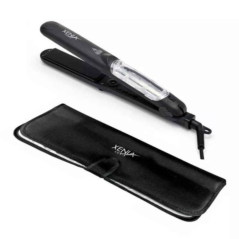 Silk Steam 1.25" Ceramic Steamer Flat Iron with Protective Heat Station Mat Beauty & Personal Care Black - DailySale