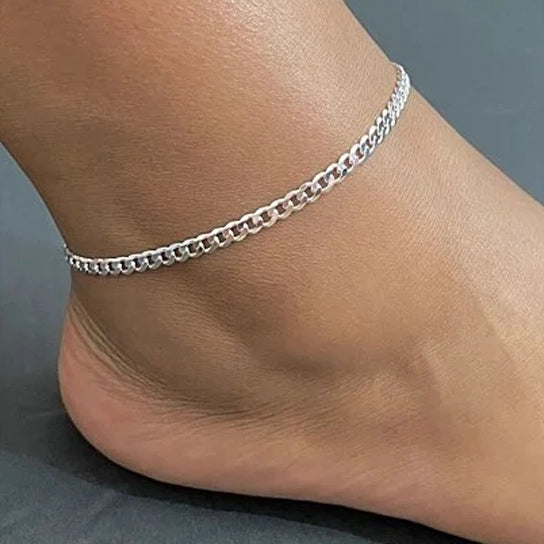 Silver Cuban Curb Anklet Everyday Simple Anklet/Bracelet Bracelets - DailySale