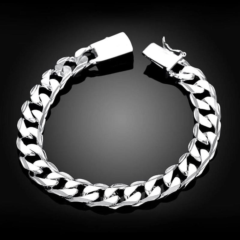 Silver Plated Unisex Curb Chain Italian Bracelet Jewelry - DailySale