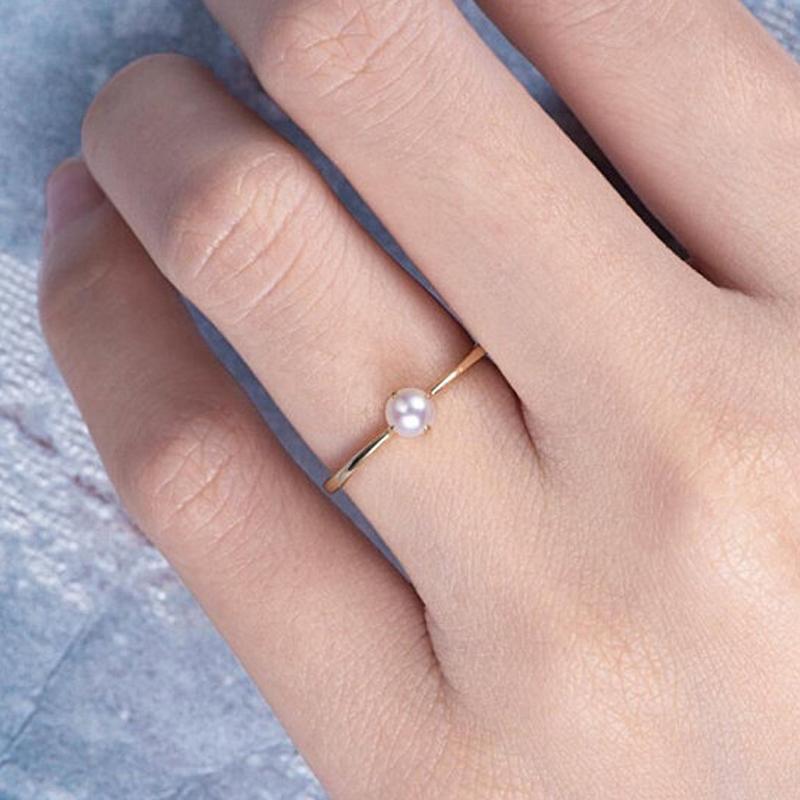 Simple Dainty Pearl Ring In 18Kt Gold Jewelry - DailySale