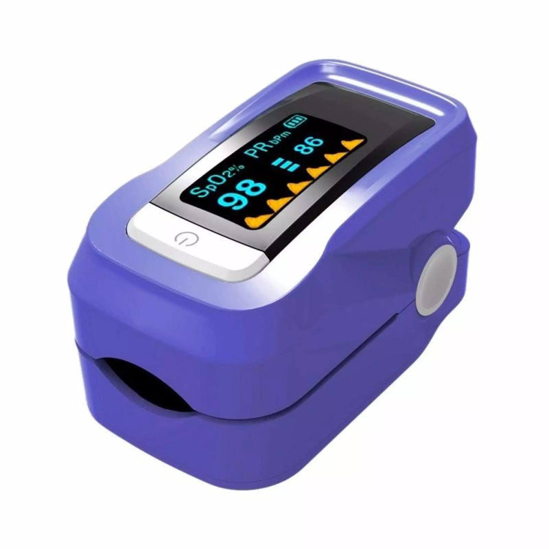Simple Finger Pulse Oximeter Blood Pressure Monitor Heart Rate Portable Wellness Blue - DailySale