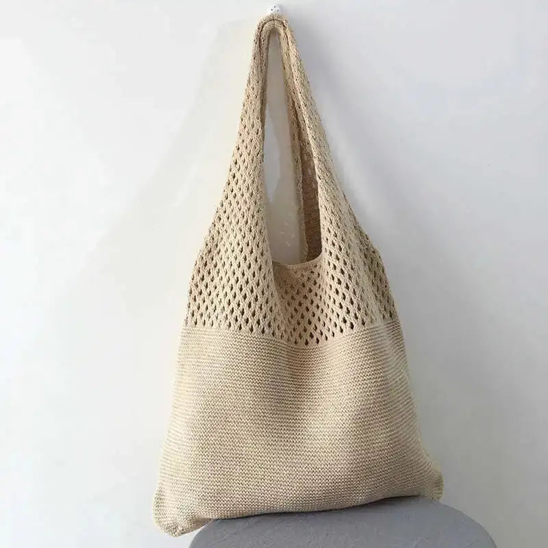 Simple Retro Hollow Crochet Bag Bags & Travel Apricot - DailySale