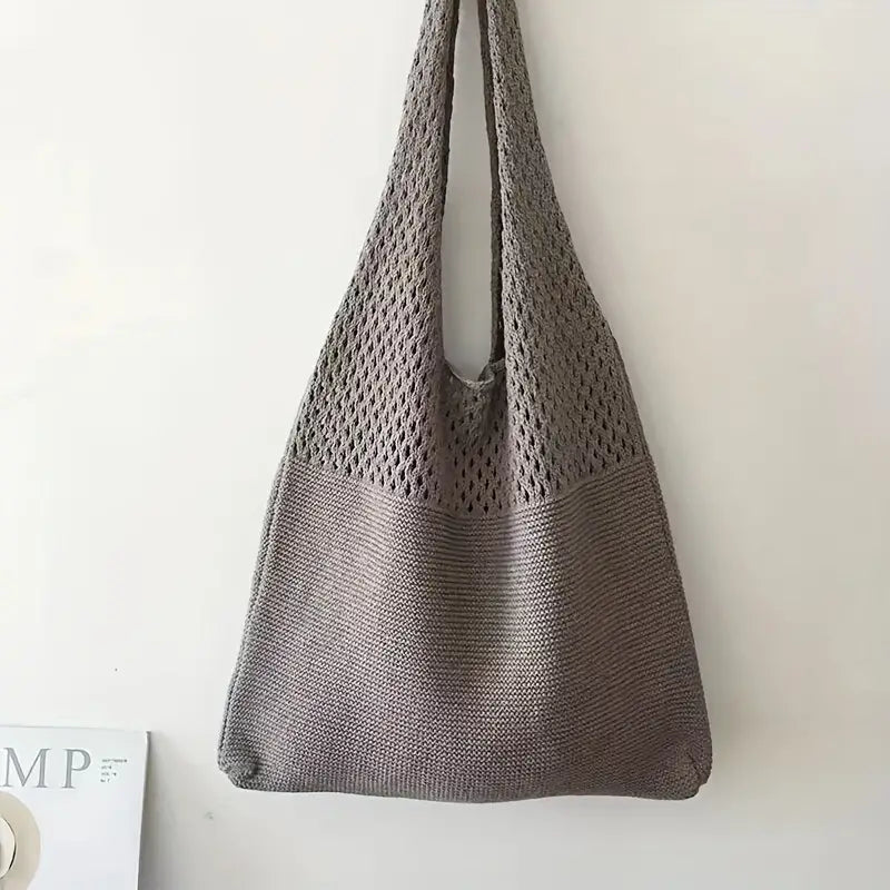 Simple Retro Hollow Crochet Bag Bags & Travel Dark Gray - DailySale
