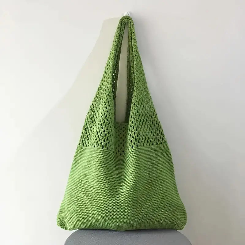 Simple Retro Hollow Crochet Bag Bags & Travel Green - DailySale