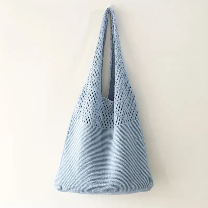 Simple Retro Hollow Crochet Bag Bags & Travel Light Blue - DailySale