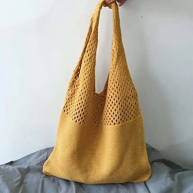 Simple Retro Hollow Crochet Bag Bags & Travel Yellow - DailySale