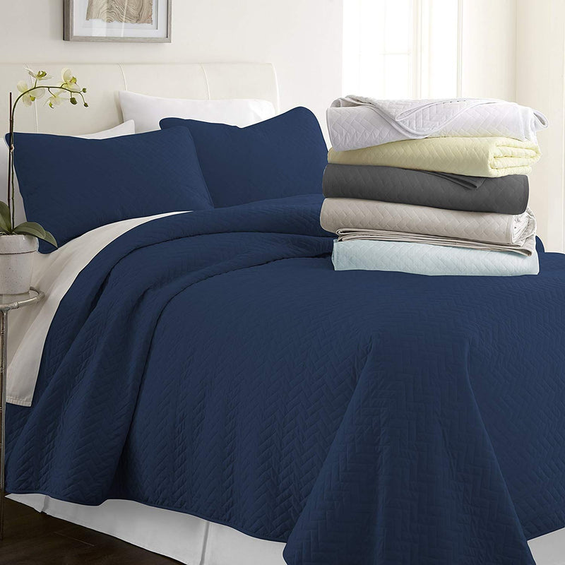 Simply Soft Quilted Coverlet Set - Assorted Styles Linen & Bedding Herring Navy Twin/Twin XL - DailySale