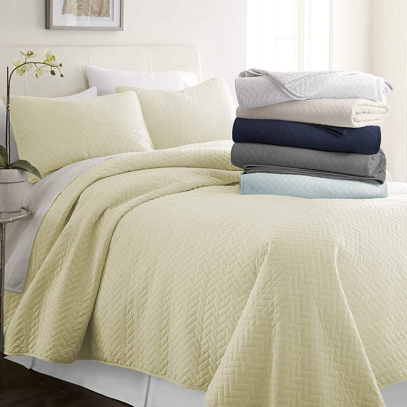 Simply Soft Quilted Coverlet Set - Assorted Styles Linen & Bedding Herring Yellow Twin/Twin XL - DailySale