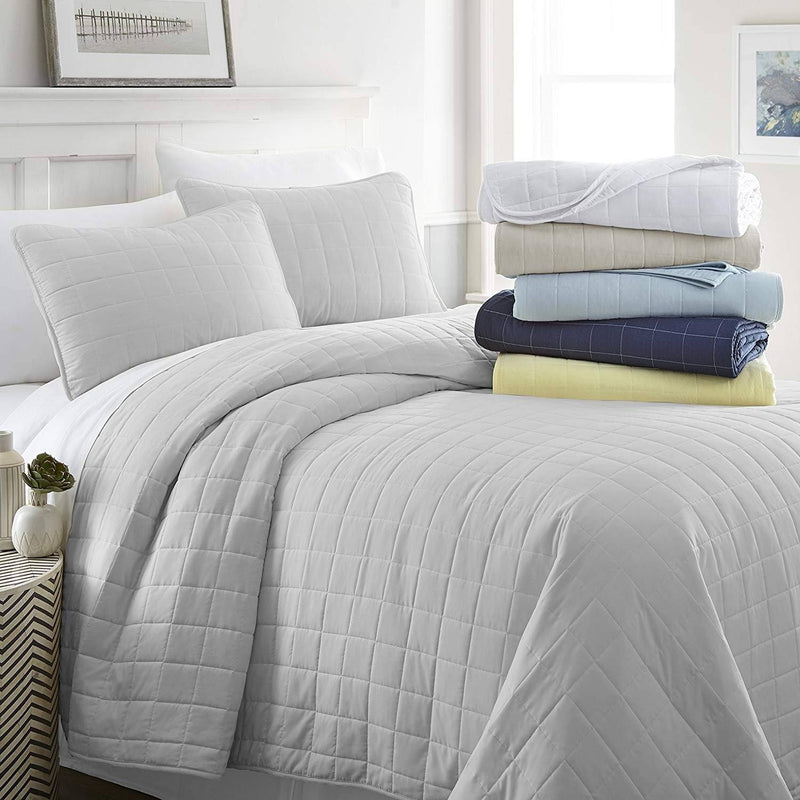 Simply Soft Quilted Coverlet Set - Assorted Styles Linen & Bedding Square Gray Twin/Twin XL - DailySale
