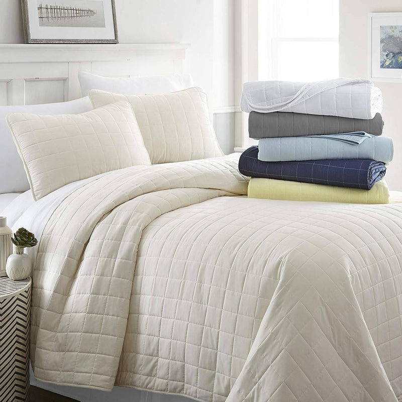 Simply Soft Quilted Coverlet Set - Assorted Styles Linen & Bedding Square Ivory Twin/Twin XL - DailySale