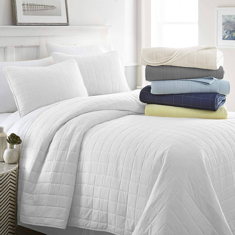 Simply Soft Quilted Coverlet Set - Assorted Styles Linen & Bedding Square White Twin/Twin XL - DailySale