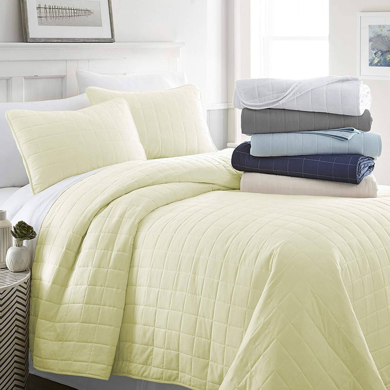 Simply Soft Quilted Coverlet Set - Assorted Styles Linen & Bedding Square Yellow Twin/Twin XL - DailySale