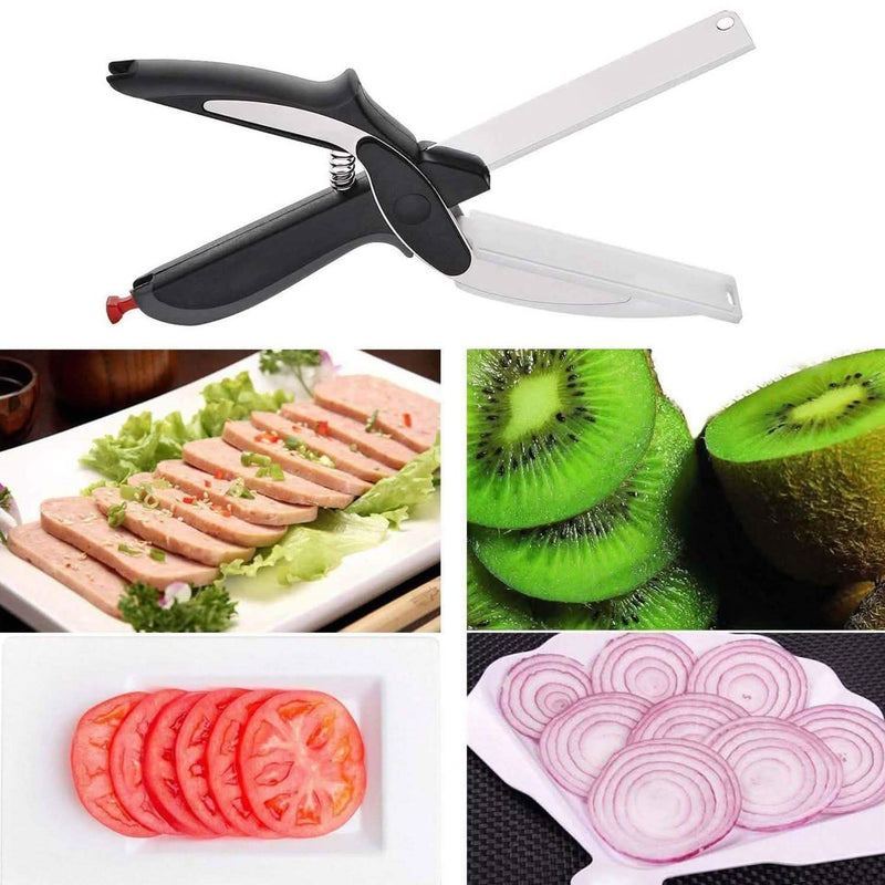 SKEMIX Kitchen Food Scissors, Food Cutter Chopper Clever Stainless Steel Knife with Cutting Board Kitchen & Dining - DailySale