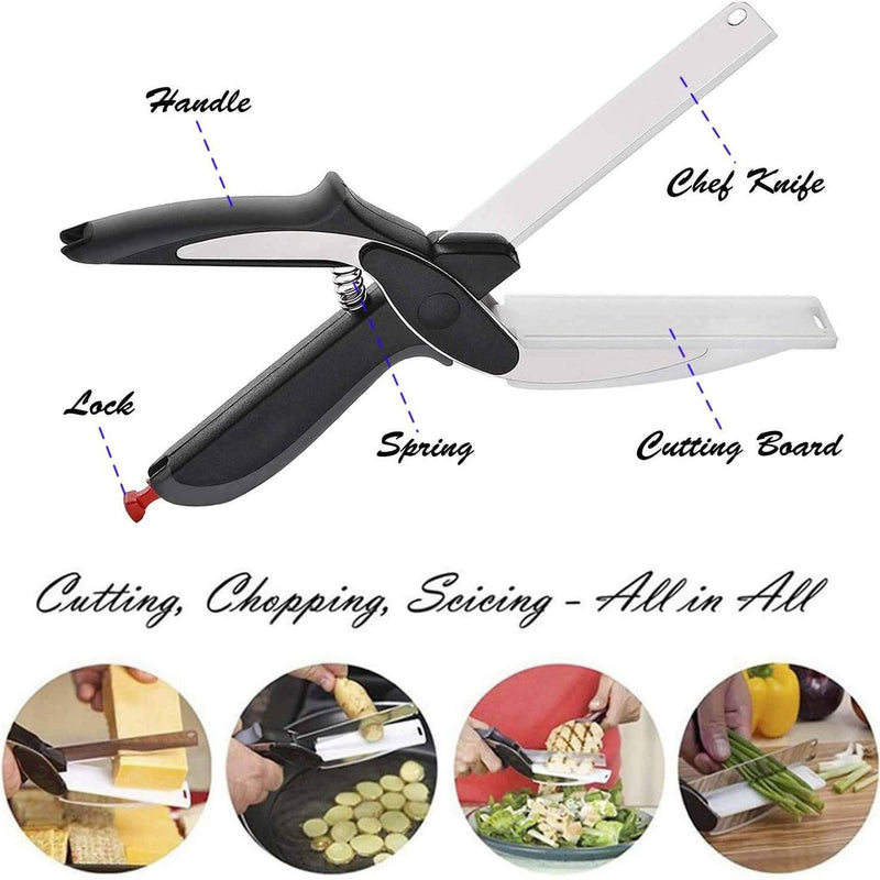 SKEMIX Kitchen Food Scissors, Food Cutter Chopper Clever Stainless Steel Knife with Cutting Board Kitchen & Dining - DailySale