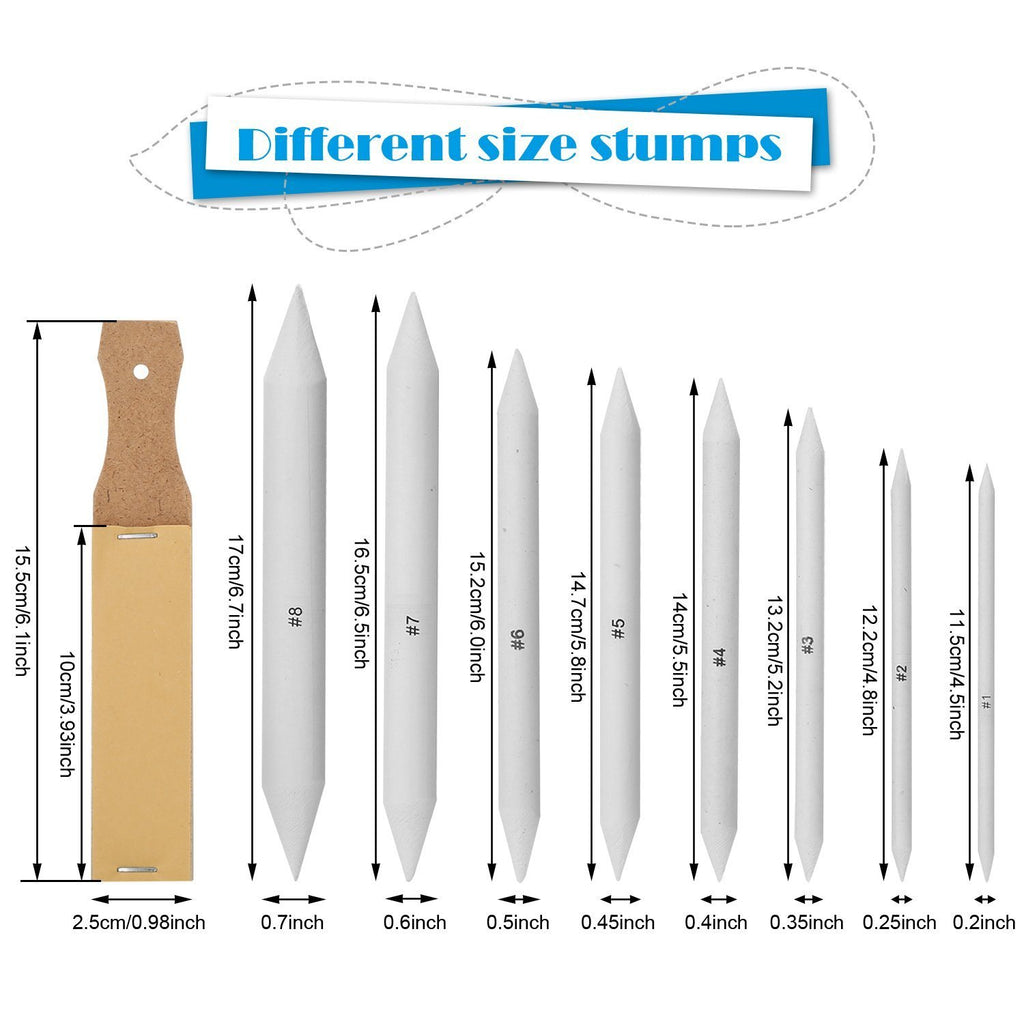 Sketch Drawing Tools Blending Stumps Set Sandpaper Pencil Sharpeners E