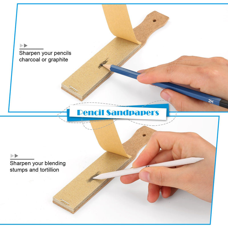 Sketch Drawing Tools Blending Stumps Set Sandpaper Pencil Sharpeners Erasers Bag Toys & Hobbies - DailySale