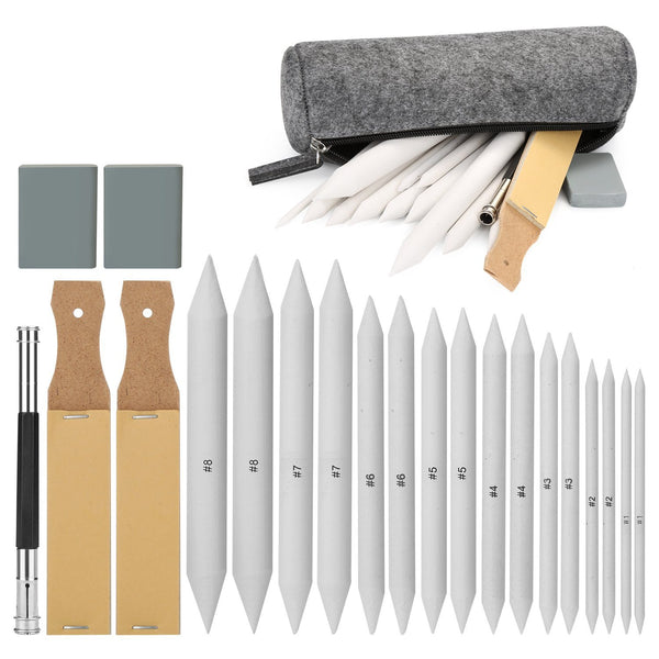 Sketch Drawing Tools Blending Stumps Set Sandpaper Pencil Sharpeners Erasers Bag Toys & Hobbies - DailySale