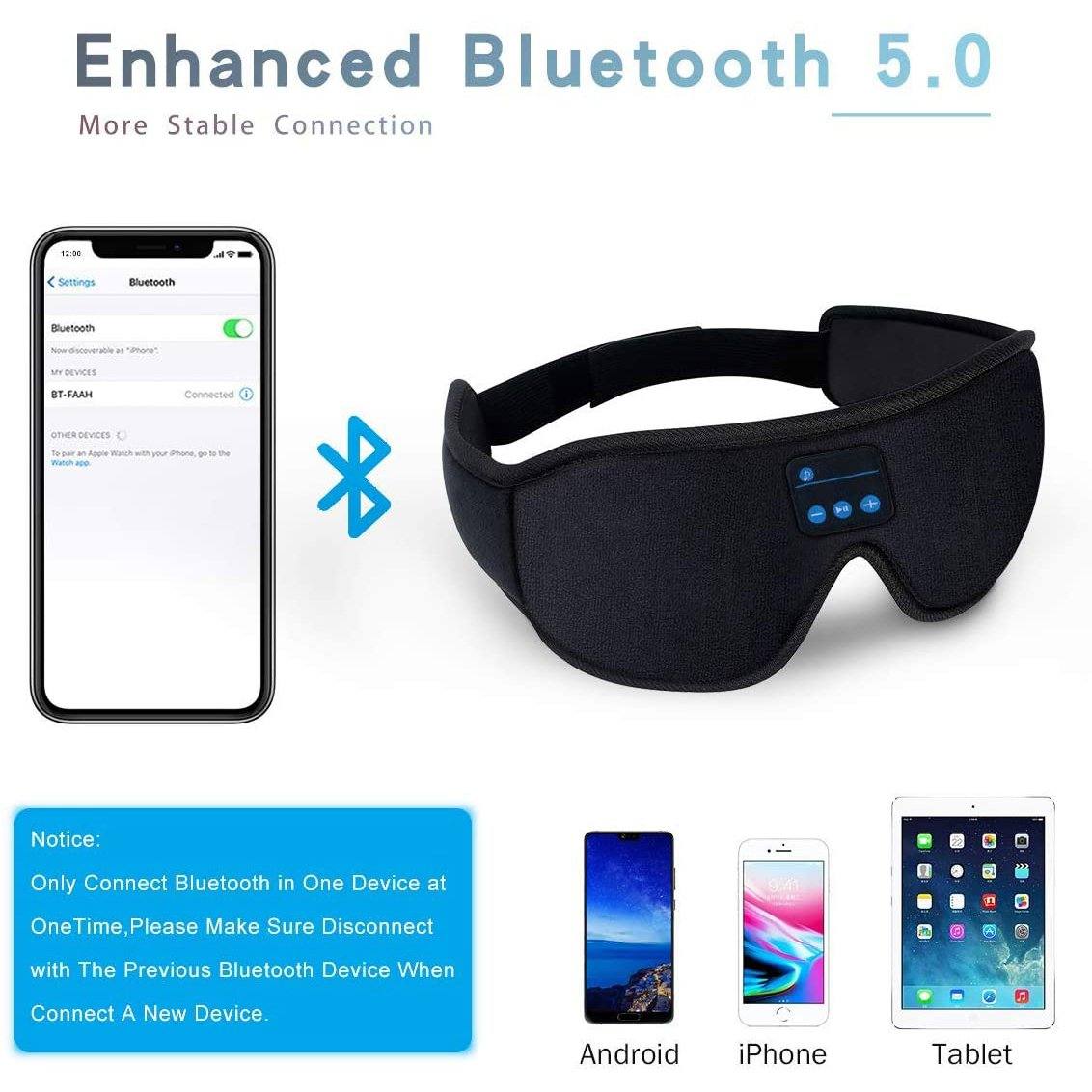 Sleep Headset Bluetooth 5.0 Wireless 3D Eye Mask Bedding - DailySale