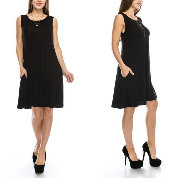 Sleeveless Tunic Dress with Pockets - Assorted Colors & Sizes Women's Apparel S Black - DailySale