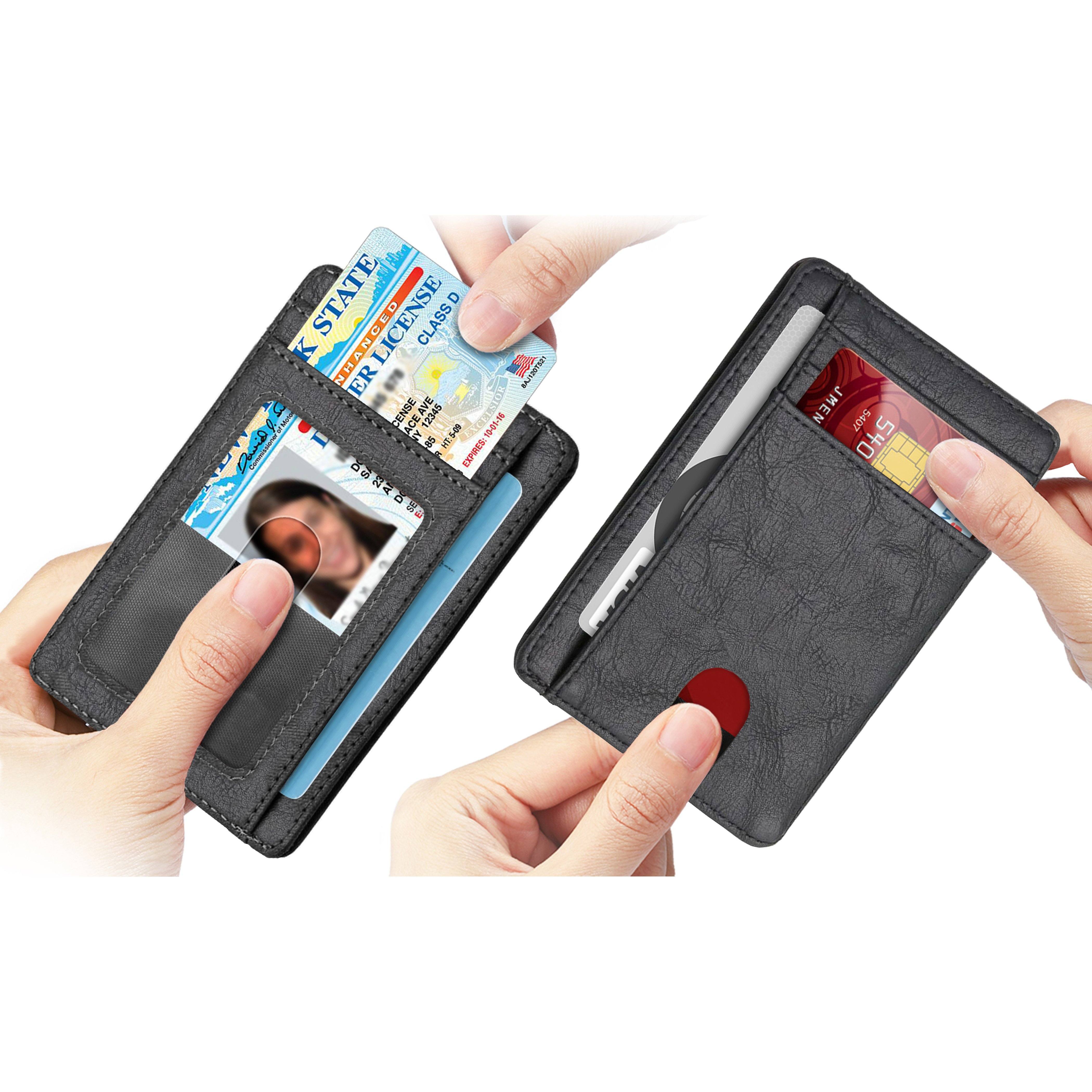 RFID Blocking Bifold Slim Genuine Leather Thin Minimalist Front Pocket –  Borgasets
