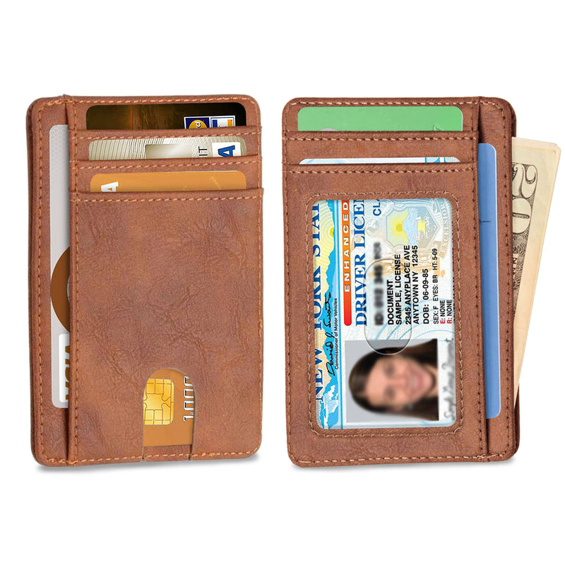 Slim Minimalist Front Pocket RFID Blocking Leather Wallets for Men Women Bags & Travel Sand - DailySale