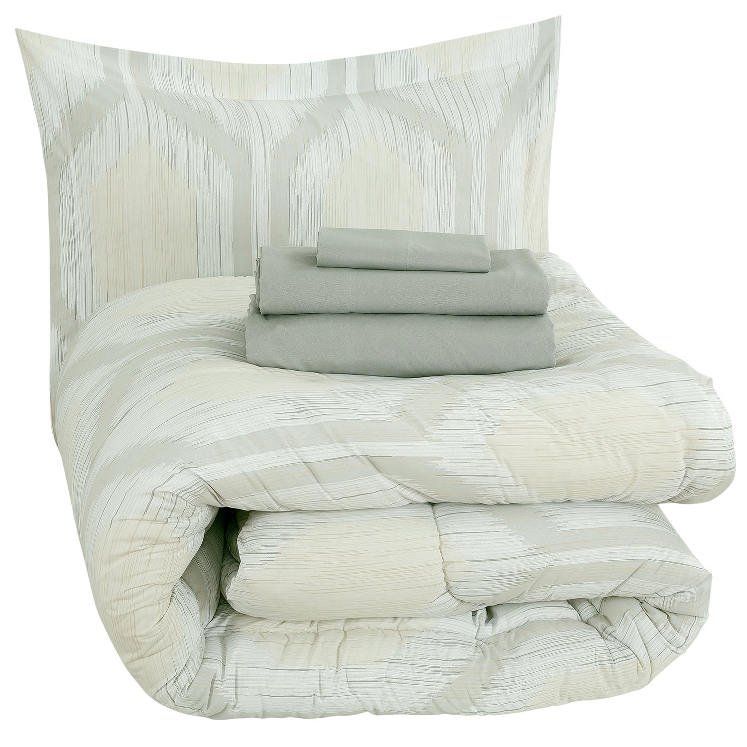 Sloane Street Hexagon Strié Stripe Reversible Bed in a Bag Bedding - DailySale