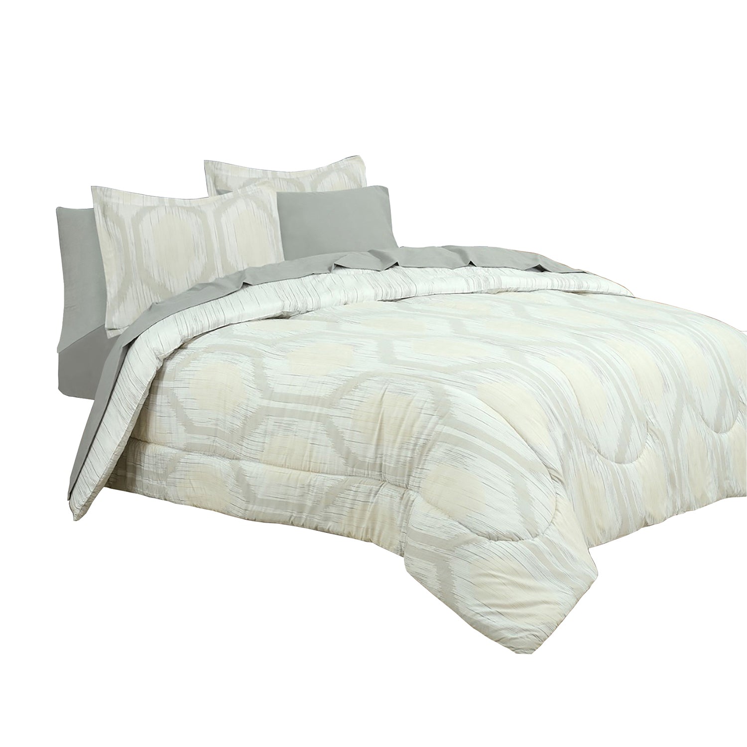 Sloane Street Hexagon Strié Stripe Reversible Bed in a Bag Bedding - DailySale