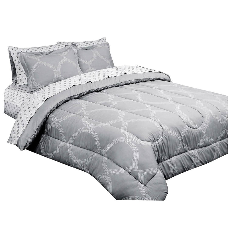 Sloane Street Ogee Bed in a Bag with Solid Reverse Comforter Bedding - DailySale