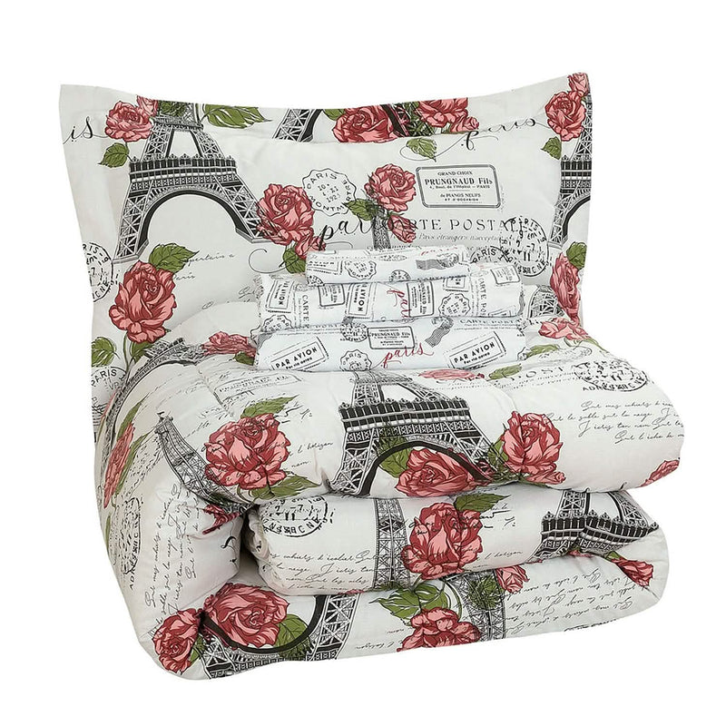 Sloane Street Paris Rose Eiffel Tower Reversible Bed in a Bag Bedding - DailySale