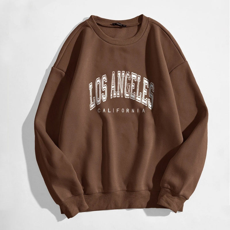 Slogan Graphic Thermal Lined Sweatshirt Women's Clothing Coffee Brown S - DailySale