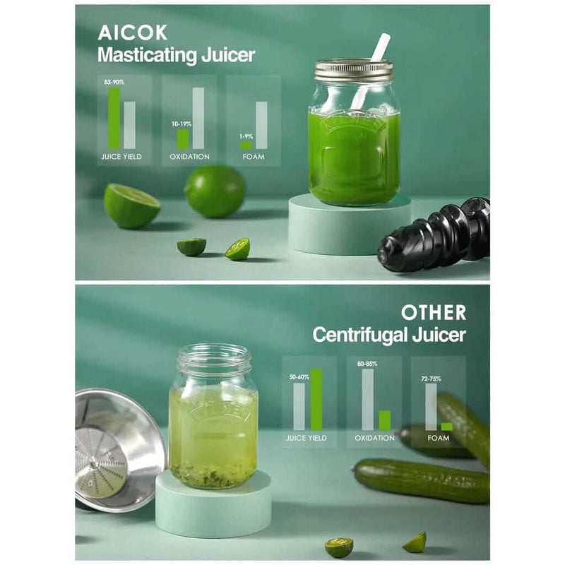 Slow Masticating Juicer Extractor Cold Press Juicer with Brush Kitchen Appliances - DailySale