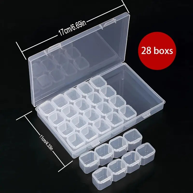 Small 28 Grids Diamond Box Clear Plastic Jewelry Craft Storage Container Closet & Storage - DailySale