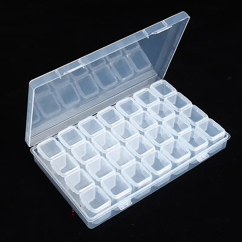 Small 28 Grids Diamond Box Clear Plastic Jewelry Craft Storage Container Closet & Storage - DailySale