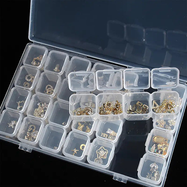 Small 28 Grids Diamond Box Clear Plastic Jewelry Craft Storage Container Closet & Storage - DailySale