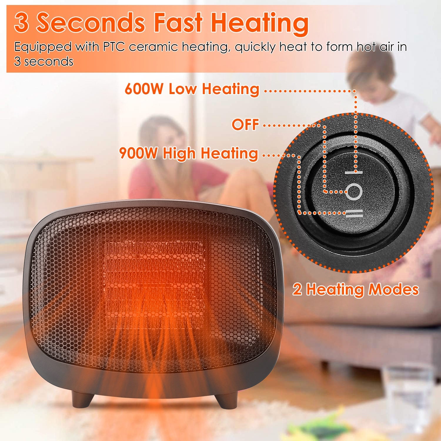 Small Portable Electric Space Heater Household Appliances - DailySale