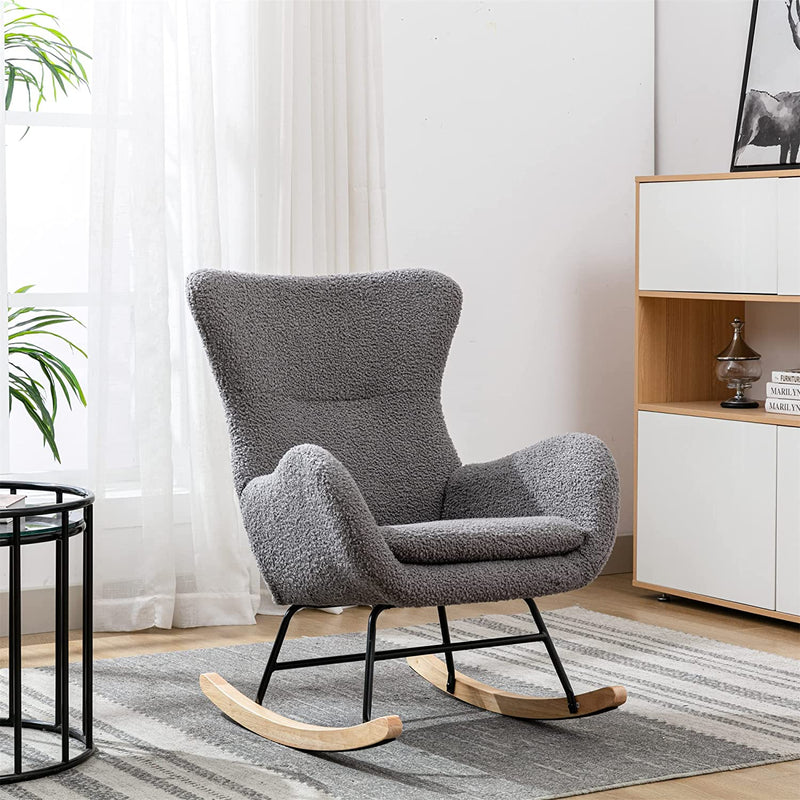 Small Rocking Accent Chair Furniture & Decor Gray - DailySale