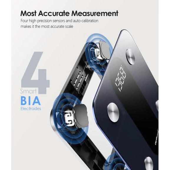 Smart Digital Bathroom Scale with Heart Rate Tracking, Body Fat, High-Precision BMI, Body Composition Analysis with Bluetooth Smartphone App Mobile Accessories - DailySale