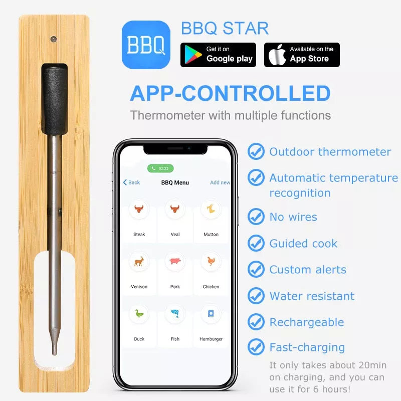 Intelligent Wireless Bluetooth Barbecue Thermometer Mobile APP