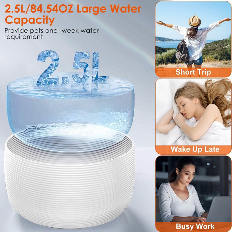 Smart Pet Drinking Fountain with LED Light 7-Pack Replaceable Water Filters Pet Supplies - DailySale