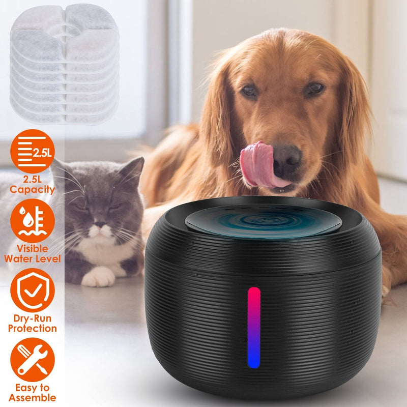 Smart Pet Drinking Fountain with LED Light 7-Pack Replaceable Water Filters Pet Supplies - DailySale