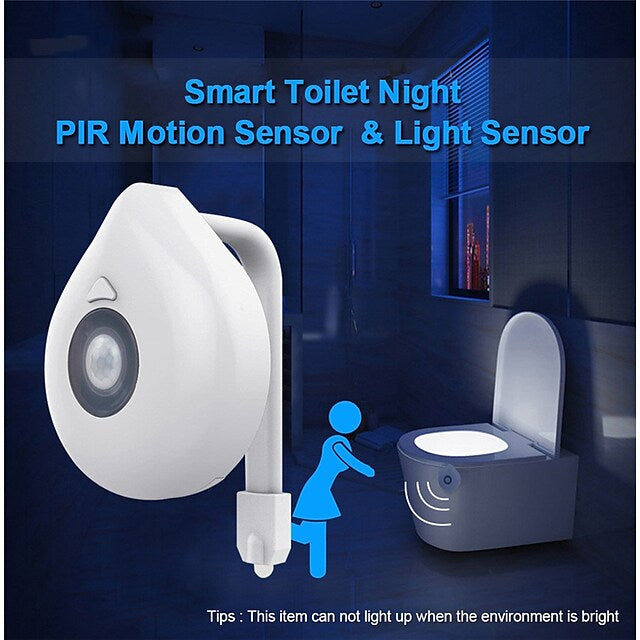 1/2Pack Toilet Night Light 8 Colors Changing LED Automatic PIR Motion  Sensor Toilet Night Light Bowl for Bathroom Washing Room