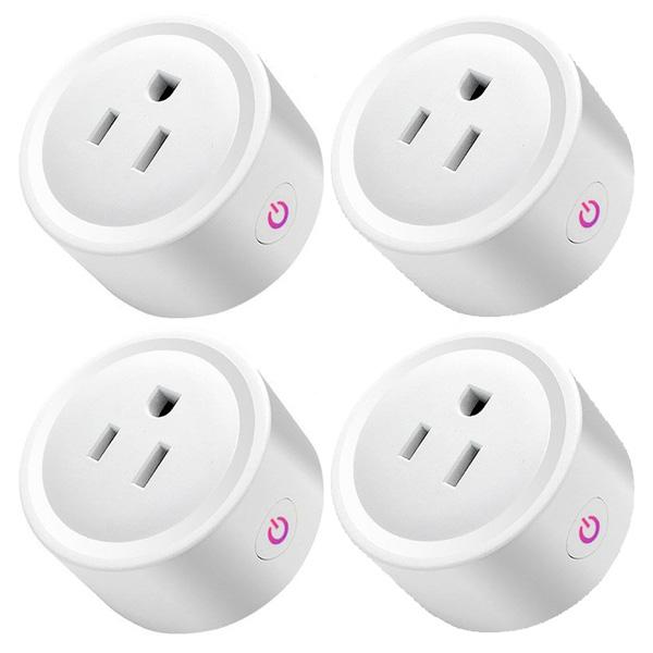 Smart Plug WiFi Socket Power Monitor Timing Function Tuya SmartLife APP Control Works With Alexa Google Assistant Computer Accessories 4-Pack - DailySale