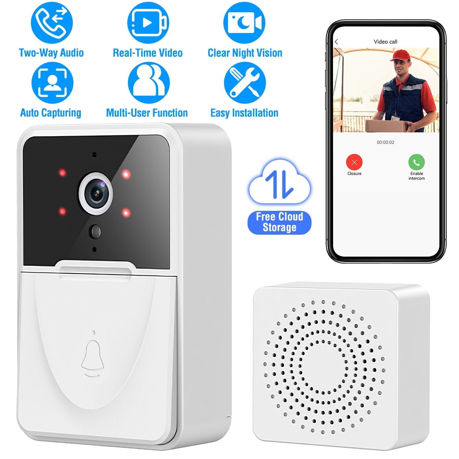 Smart Wireless Wi-Fi Video Security Doorbell Smart Home & Security - DailySale