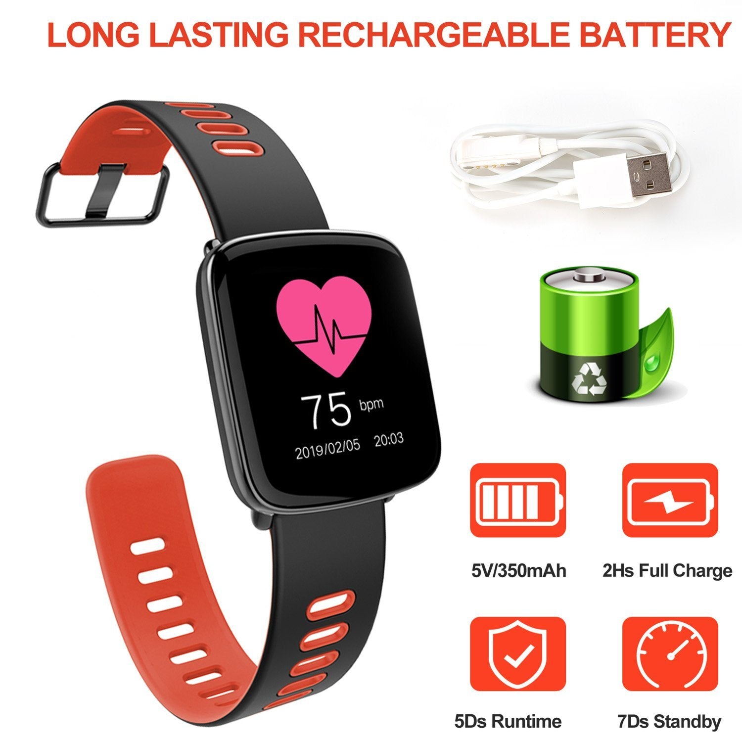 Smartwatch Fitness Tracker with Heart Rate Monitor Smart Watches - DailySale