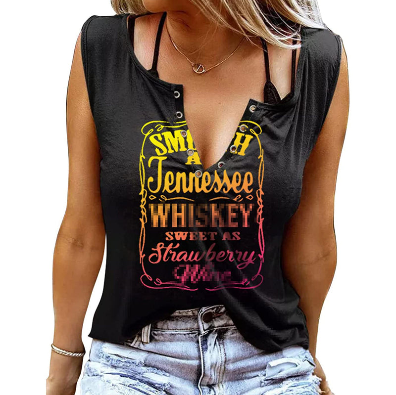 Smooth As Tennessee Whiskey Sweet As Strawberry Wine Shirt Women's Tops Colorful S - DailySale