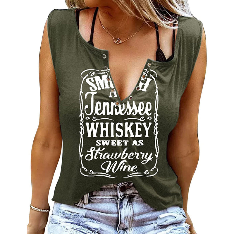 Smooth As Tennessee Whiskey Sweet As Strawberry Wine Shirt Women's Tops Green S - DailySale