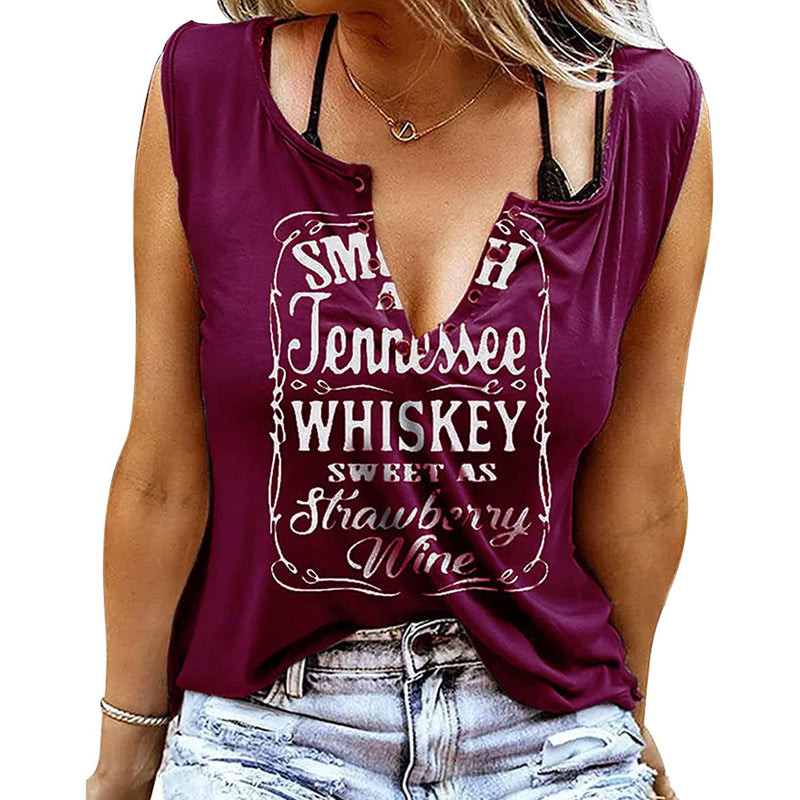 Smooth As Tennessee Whiskey Sweet As Strawberry Wine Shirt Women's Tops Purple S - DailySale