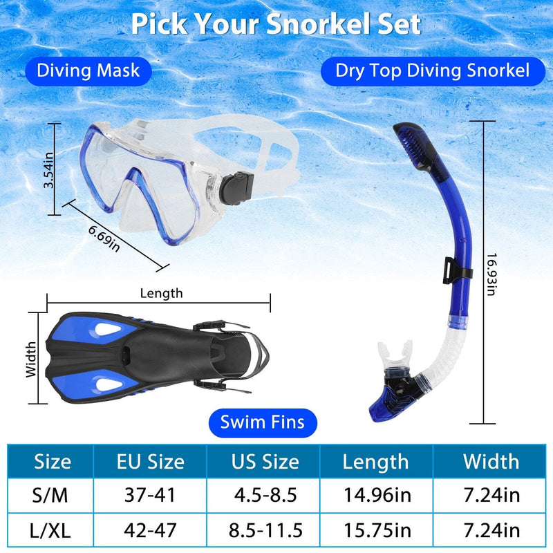 Snorkling Gear Mask Fin Set with Adjustable Swim Fins Sports & Outdoors - DailySale